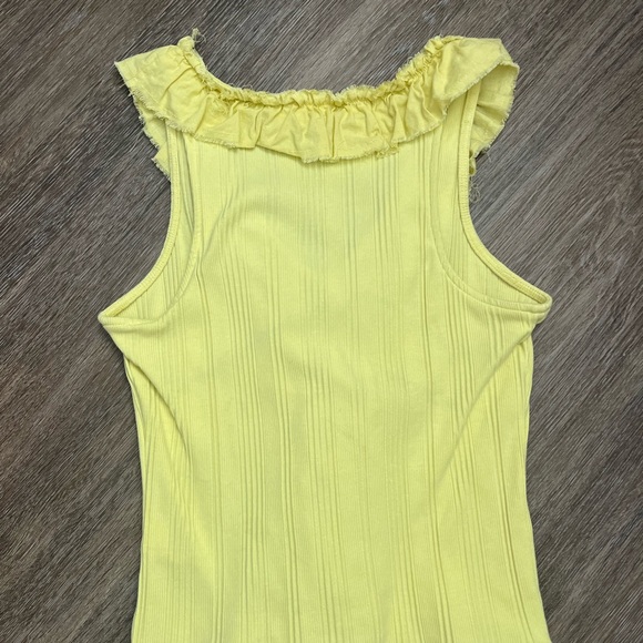 Pilcro Yellow Ruffled Ribbed Tank Top - Picture 3 of 5